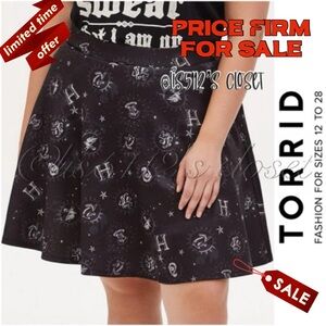 Torrid x Harry Potter Hogwarts Icons Black Scuba Knit Skater Skirt 1X 14 16